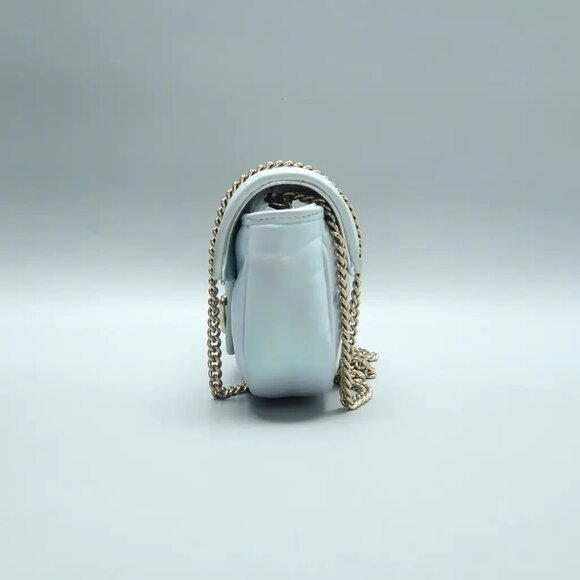 GUCCI GG Marmont Blue Leather Shoulder Bag 1293-022425 - Picture 3 of 11